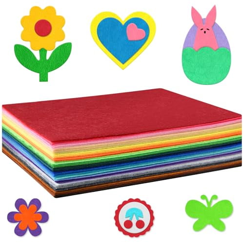 50 Pcs Felt Fabric Soft Felt Fabric Sheet for Crafts DIY Handcraft Patchwork Nonwoven Sewing Squares (50 Colors,8 * 12inch)