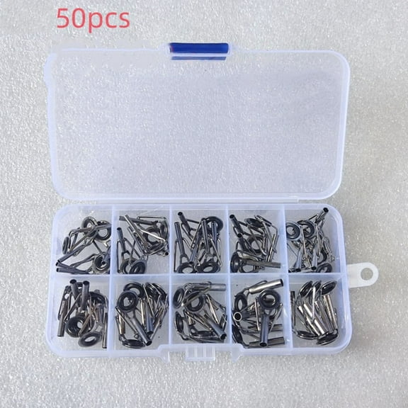50 Pcs Fishing Rod Guide Tip Repair Kit Guide Ring Tip Eye Rod Eye Ring 1.6-3.8mm