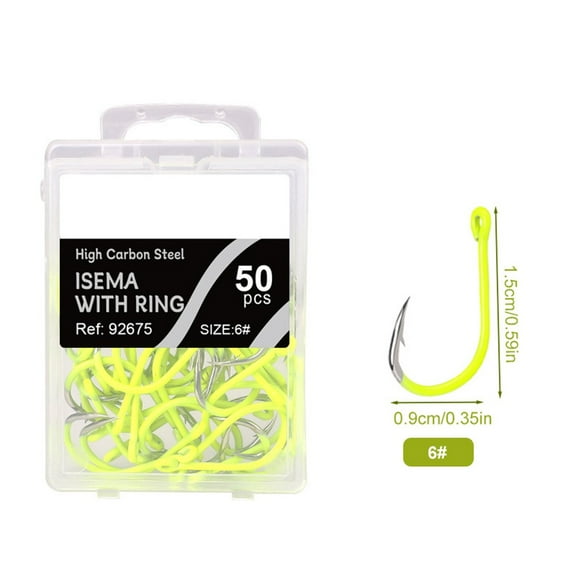 50 Pcs Fluorescent Fishing Hooks Barbed Single Circle Carp Hook Sea Fishinhook