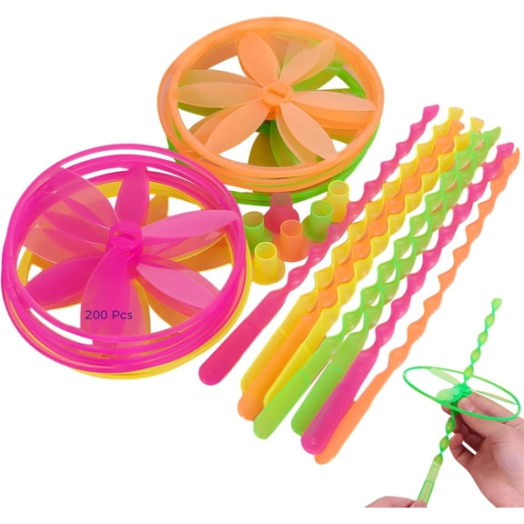 50 Pcs Flying Helicopter Plastic Dragonfly Twisty Helicopter Flyers Propeller Flyer Saucers Boost Hand-Eye Coordination for Birthday Gifts & Party Supplies