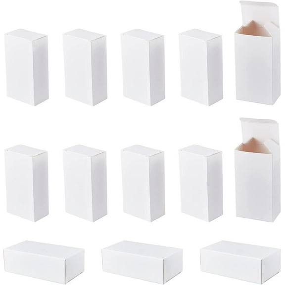 50 Pcs Fold Paperboard Gift Boxes White Blank Rectangle Cardboard Gift Storage Boxes