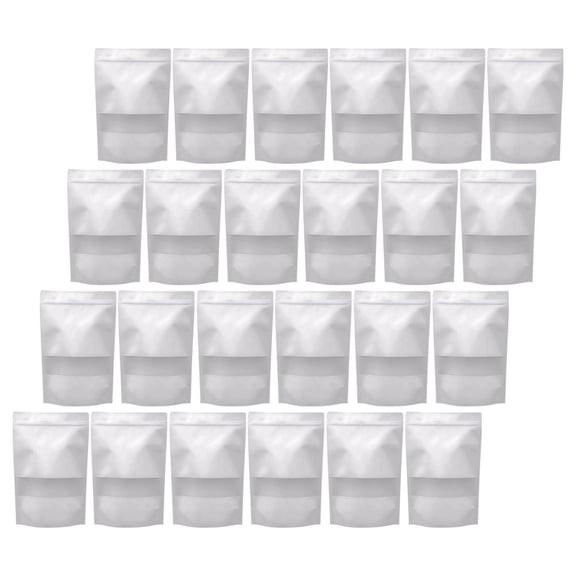 GETAJGHSD 50Pcs Resealable Bakery Packaging Bags White with Transparent Window and Standup Space Saving
