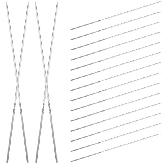 50 Pcs Food Grade 304 Stainless Steel Flat Skewer Needles Skewers Kabob Sticks Barbecue Meat Fondue Child