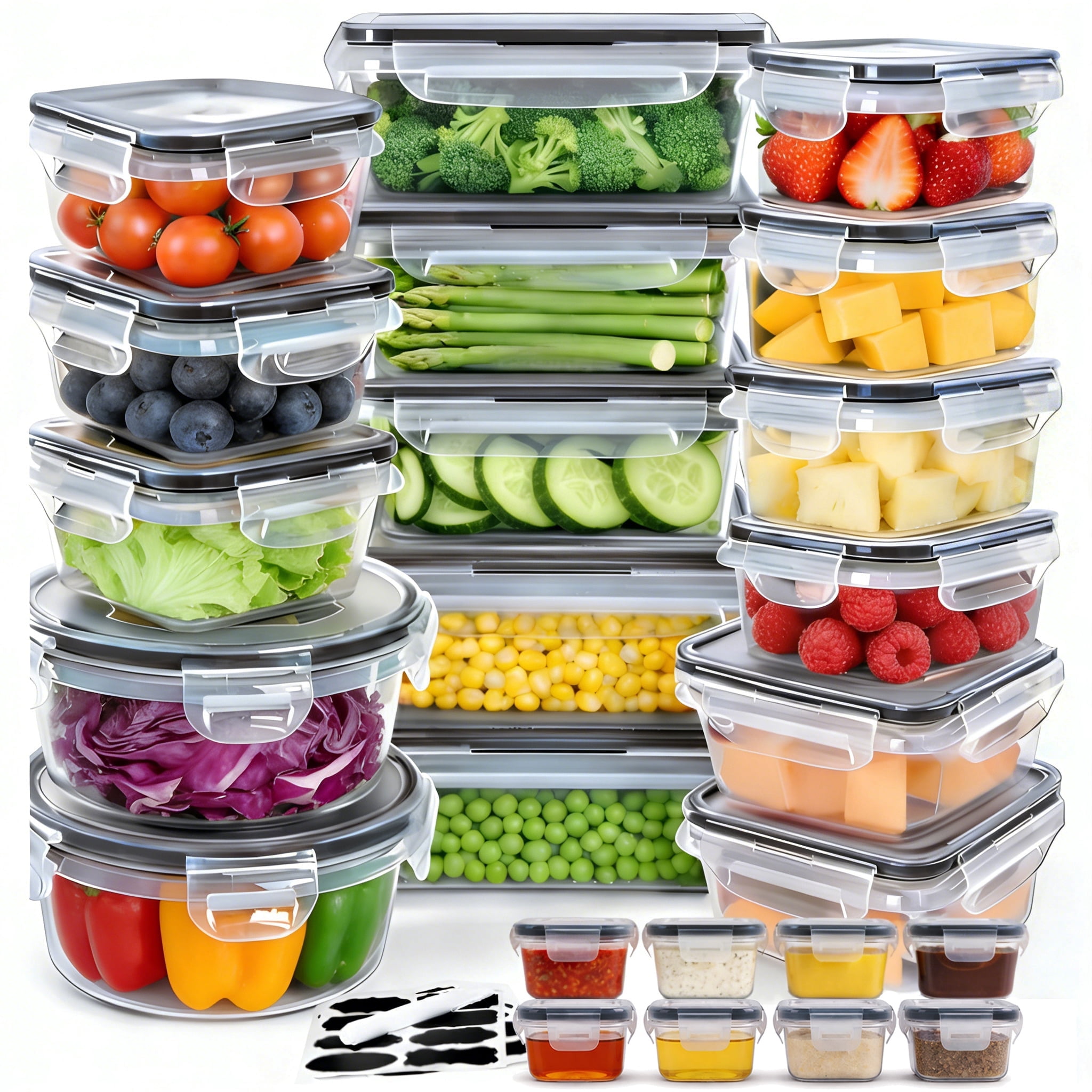 50 Pcs Food Storage Containers with Lids (24 Containers + 24 Lids+ ...