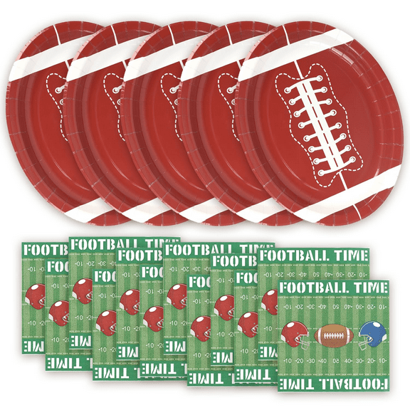 50 Pcs Football Paper Plates and Napkins,Football Theme Party Supplies Superbowl Decorations
