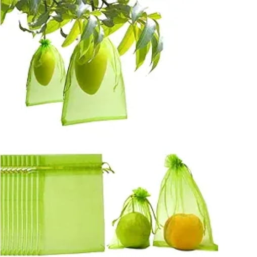 50 Pcs Fruit Protection Bags,6''×8''Fruit Netting Bags for Fruit Trees Fruit Cover Mesh Bag with Drawstring Netting Barrier Bags for Plant Fruit Flower