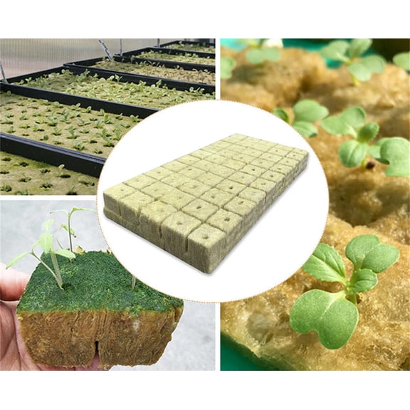 50 Pcs Fruit and Vegetable Seed Sowing Substrate,Hydroponic Seedling Blocks with Good Air Permeability,Soilless Culture Substrate Sowing Rock Wool Plug Seedling Block (Beige)