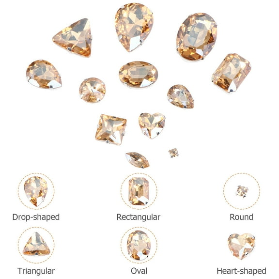 50 Pcs Gemstone Embellishments Rhinestone Rhinestones Golden