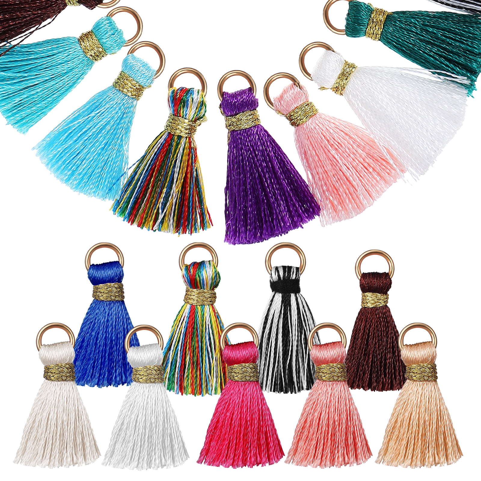 50 Pcs Gold Thread Tassel Key Fob Mini Charms Tassels For Decoration ...