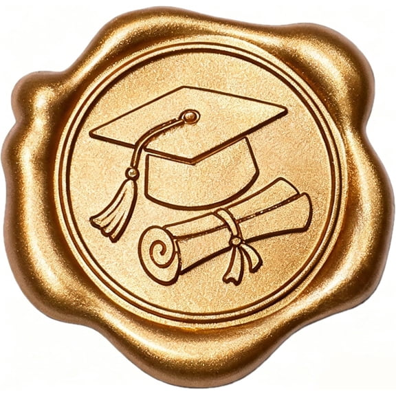 50 Pcs Graduation Wax Seal Stickers, Antique Gold Graduation Cap Self Adhesive Wax Seal Stickers for Envelope Seals, Greeting Cards, Invitations, Snail Mails, Gift Packages