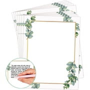 50 Pcs Greenery Letterhead Paper, Eucalyptus Leaf Design, Elegant Wedding Stationery, Morning Mist Green Leaf Print, Great for Celebration & Printing