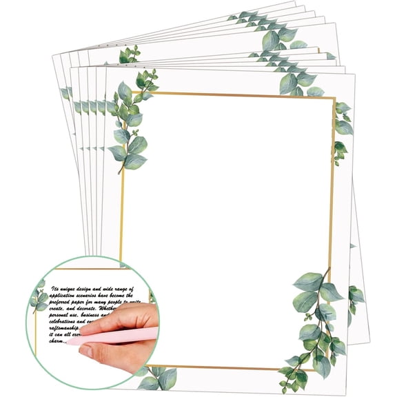 50 Pcs Greenery Letterhead Paper Indie Eucalyptus Leaf Morning Mist Letterhead Leaf Theme Wedding Elegant Writing Paper Stationery Great Occasion Celebration Green Leaf Printed Sheets