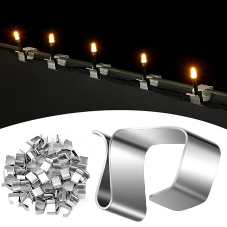 50 Pcs Gutter Hooks for Holiday Lights - Galvanized Roof Clips for Christmas Lights, Outdoor Gutter Hangers, Seasonal Lighting Hooks for Xmas Decorations (14 x 11 mm)
