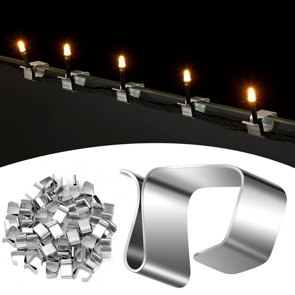 50 Pcs Gutter Hooks for Holiday Lights - Galvanized Roof Clips for Christmas Lights, Outdoor Gutter Hangers, Seasonal Lighting Hooks for Xmas Decorations (14 x 11 mm)