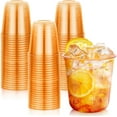 thumbnail image 1 of 50 Pcs Halloween Fall Orange Plastic Cups, 12 oz Disposable Stemless Wine Glasses, Plastic Cocktail Glasses for Juices Coffee Soda, Round Bottom Party Cups for Thanksgiving Wedding Party, 1 of 18