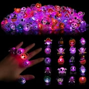 50 Pcs Halloween LED Flash Light up Rings Halloween Rings Halloween Treat Bag Stuffers Halloween Party Favors Halloween Toys in Bulk for Halloween Goodie Bag Fillers Stuffers Gifts Decoration