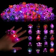 50 Pcs Halloween LED Flash Light up Rings Halloween Rings Halloween Treat Bag Stuffers Halloween Party Favors Halloween Toys in Bulk for Halloween Goodie Bag Fillers Stuffers Gifts Decoration