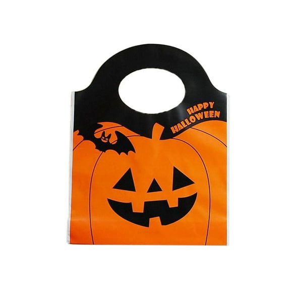 50 Pcs Halloween Orange Pumpkin Head Trick or Treat Gift Bags,Cute Pumpkin Bat Design Tote Bags for Cookies Snacks,Festivals Carnival Parties, Durable Trick or Treat Cookies Snacks Bags(Orange)