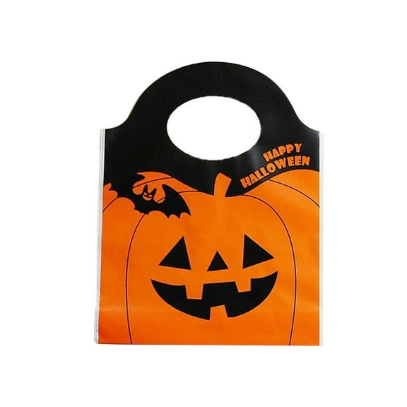 50 Pcs Halloween Orange Pumpkin Head Trick or Treat Gift Bags,Cute Pumpkin Bat Design Tote Bags for Cookies Snacks,Festivals Carnival Parties, Durable Trick or Treat Cookies Snacks Bags(Orange)
