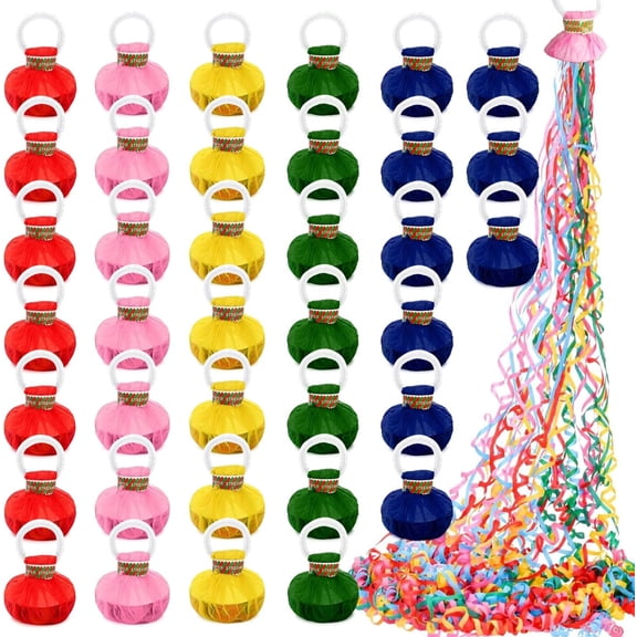 50 Pcs Hand Throw Streamer Poppers Colorful No Mess Confetti Poppers Party Poppers Confetti Streamers for Wedding Birthday Graduation Party Celebrations