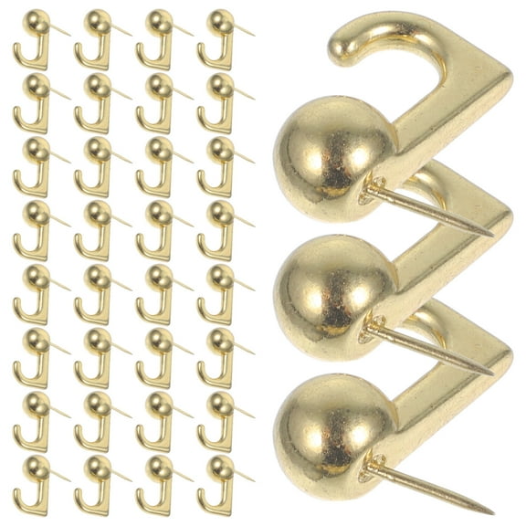 50pcs Metal Push Pin Hooks for Wall Picture Hangers and Cork Board Thumb Tacks Hooks