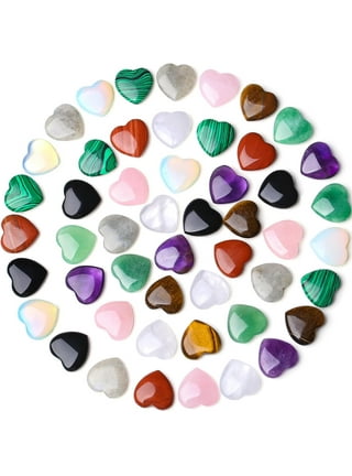 Four worry heart shaped gemstones (Natural Gemstones) set of 4 Natural  Semi-precious worry stones