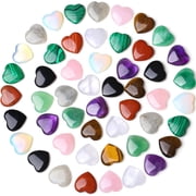 50 Pcs Heart Crystals Bulk Worry Stones Gemstones Love Heart Shaped Set Palm Pocket Crystal Chakra Stone Wholesale Gifts for Women