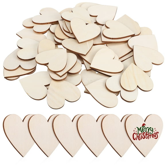 50 Pcs Wooden Hearts for Crafts Unfinished Cutout Shape Decorations DIY Wooden Heart Ornaments