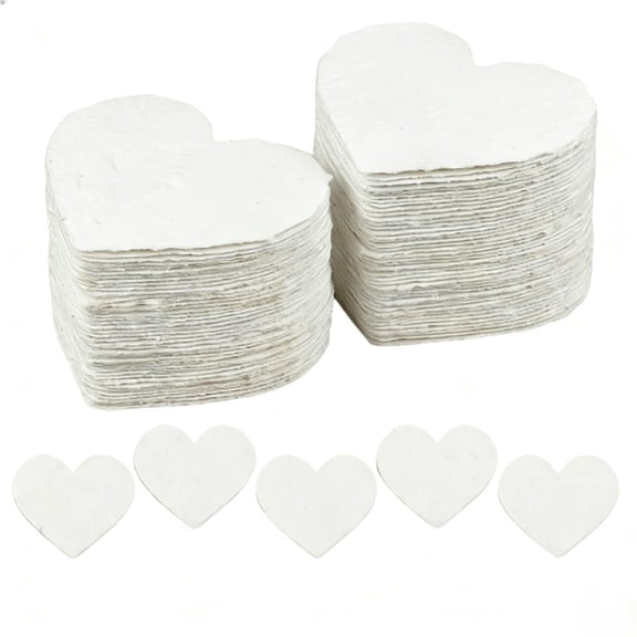 50 Pcs Heart Shaped Plantable Paper Cards, Handmade White Seed Paper Tags, Eco Friendly Gift Labels for Wedding Party Favors Birthday Event Decorations Sustainable Keepsake Cards