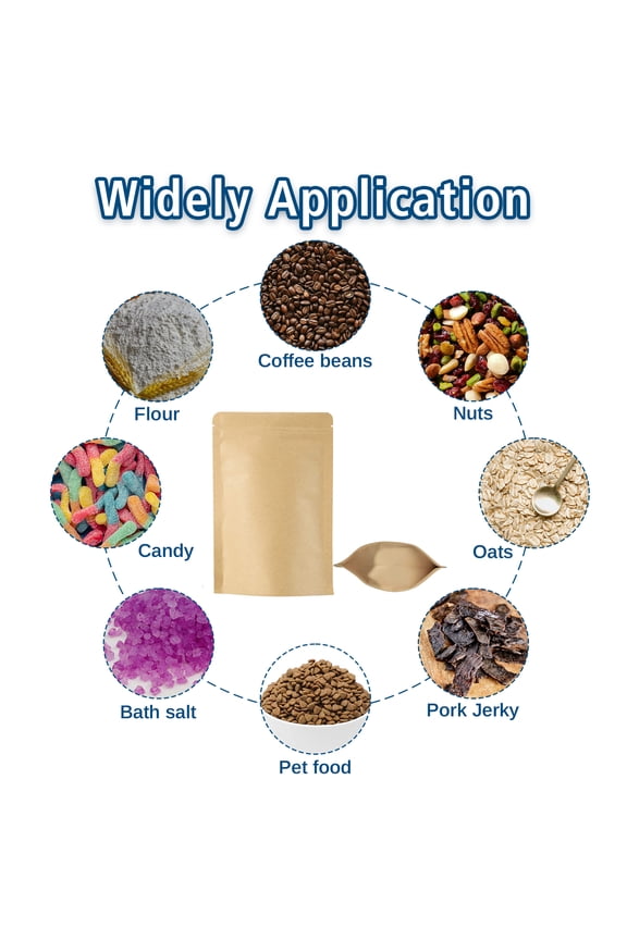 50 Pcs High Barrier Light Proof Kraft Ziplcok Stand Up Pouch Bags Foil Lined, Reusable Sealing Pouches, BPA Free, FDA Compliant