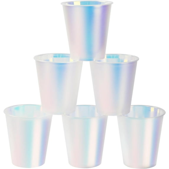 50 Pcs Iridescent Plastic Cups 12 oz Disposable Shiny Party Cups Holographic Drinkware for Disco Rainbow Party Decorations Birthday Wedding Bachelorette Party Favors