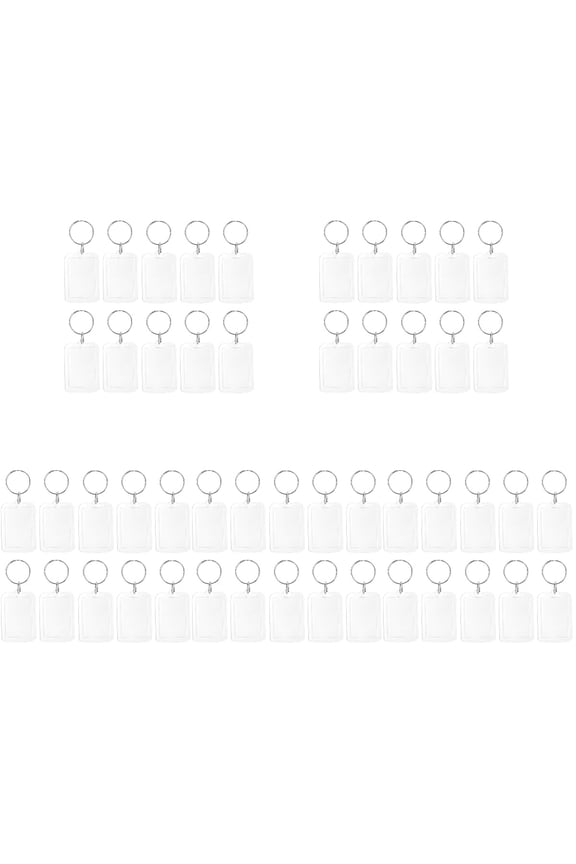 50 Pcs Keychain for Photos Personalized Gift Purses Acrylic Frame Keyring Miss Split Commemorate