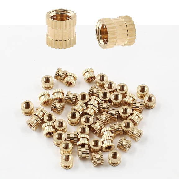50 Pcs Knurled Insert Nuts, M3 x 4mm Length x 5mm OD Brass Embedment Nut for Strong Threaded Connections in 3D Printer Projects, Plastic and Wood Applications with Secure Grip