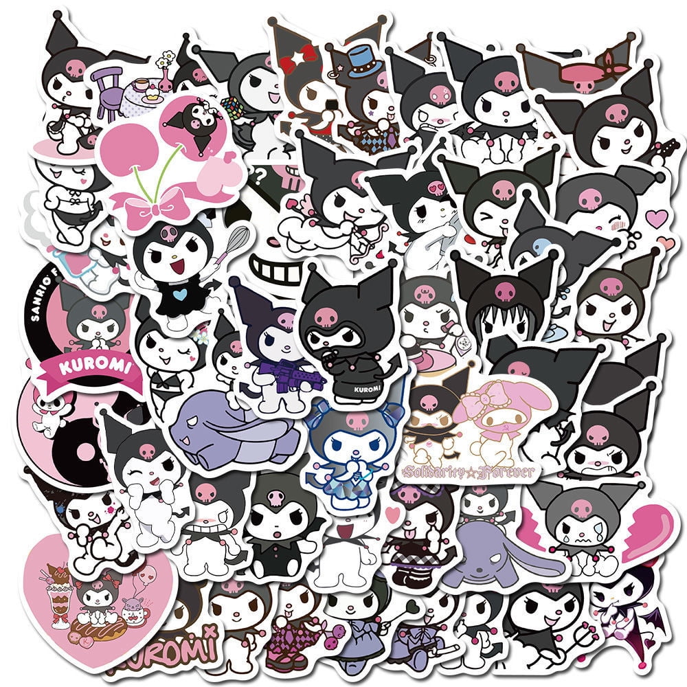 50 Pcs Kuromi Stickers Pack Kitty White Theme Waterproof Sticker Decals for  Laptop Water Bottle Skateboard Luggage Car Bumper Hello Kitty Stickers for