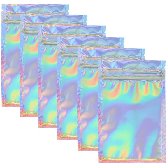 50 Pcs Laser Film Jewelry Packaging Bags, Re-sealable Deodorant Bags, Aluminum Foil Ziplock Bags, Rainbow Color Ziplock Gift Mobile Phone Case Jewelry Packaging Bags