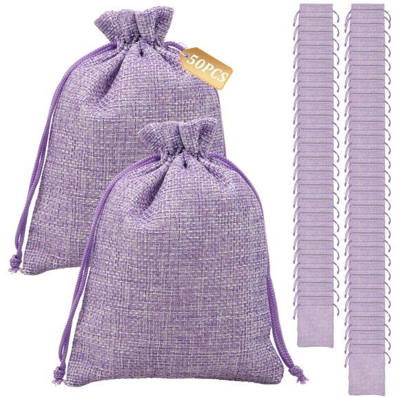 50 Pcs Lavender Sachet Bag,Empty Refillable Empty Sachet Bag with Drawstring for DIY Craft Filling Spice Lavender Bud Jewelry