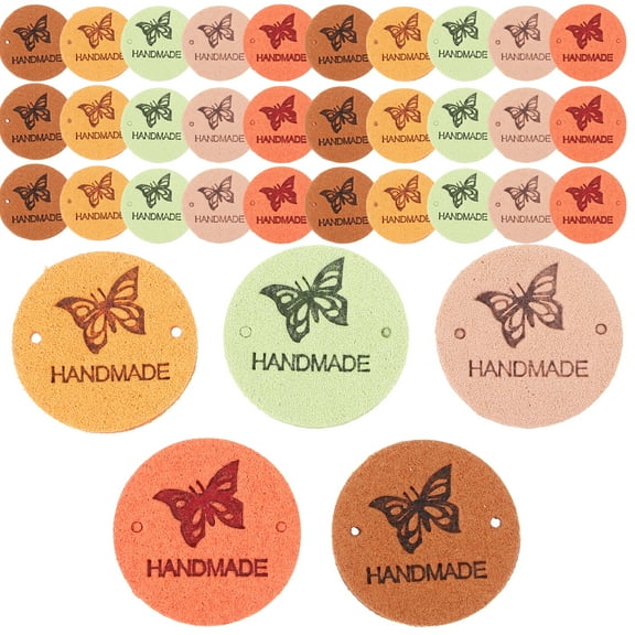 50 Pcs Leather Label Handmade Embossed Tag Quilt Labels Personalized Clothing Tags