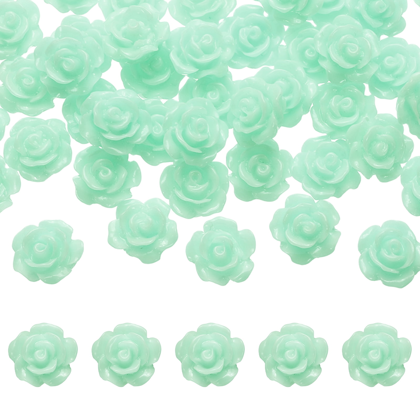 50-Pcs-Light-Green-Resin-Rose-Flower-Bea