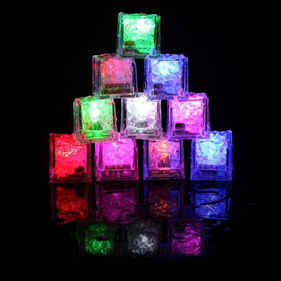 50 Pcs Light Up Ice Cubes LED Glow In The Dark Ice Cubes Waterproof Flashing Ice Cube For Club Bar Party Wedding Decor