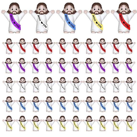 50 Pcs Little Figures,Mini Figurines,Easter J-esus Loves You Tiny Hide Rubbe Pocket Toys and Christ to Seek,Tiny