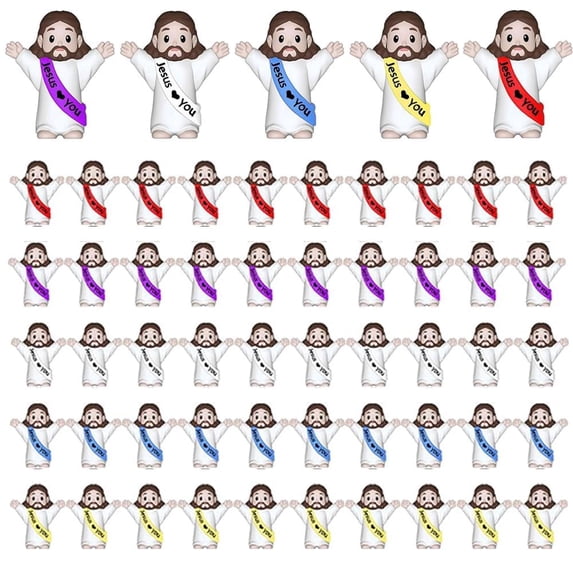 50 Pcs Little Jesus Figures, Easter Egg Stuffers, Sunday School Favors, Mixed Colors, Hug style
