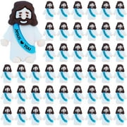 50 Pcs Little Jesus Figures – Mini Rubber Jesus Toys Jesus Love You for Easter Egg Fillers Egg Hunts Religious Party Favors Gifts Hide and Seek Baptism Gifts Sunday School(Light Blue)