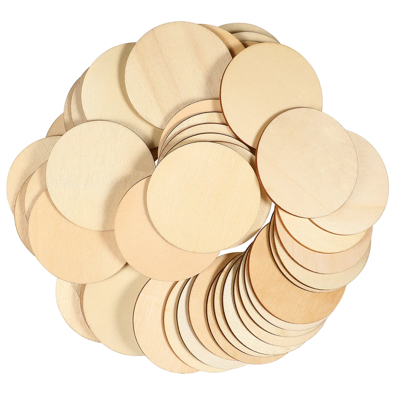 100pcs Round Wood Slices For Crafts - 40mm Blank Wood Circles With Holes For DIY Projects