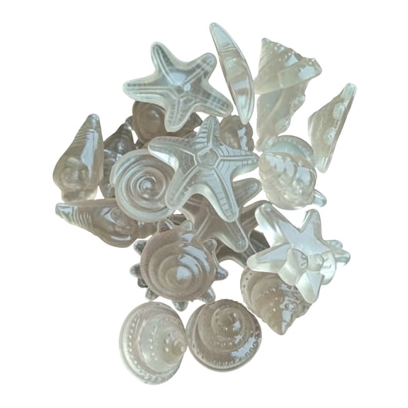 50 Pcs Luminous Glow in The Dark Pebbles 10 Pcs, Decorative Rocks Shell Starfish Shape for Fish Tank Garden Walkway Table Vase Filler, Home Decorative Objects