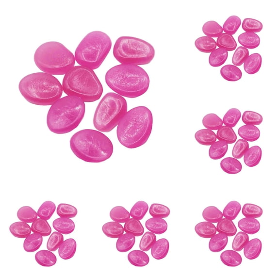50 Pcs Luminous Glow Stones - Glow in The Dark Pebbles for Garden, Fish Tank, Aquarium, Walkway, Pots, Bonsai, and Outdoor Pathway Decor, Hot Pink, 0.39 Inch, 50 PCS