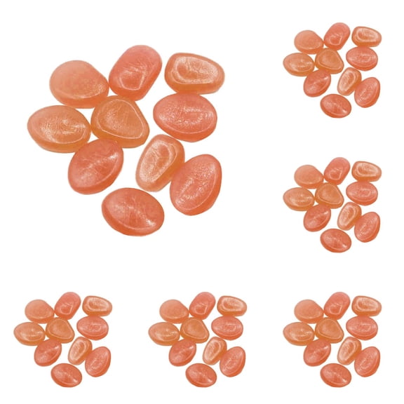 50 Pcs Luminous Glow Stones - Glow in The Dark Pebbles for Garden, Fish Tank, Aquarium, Walkway, Plant Pots, Bonsai, and Outdoor Pathway Decor, Orange, 0.39 Inch, 50 PCS