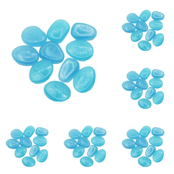 50 Pcs Luminous Glow Stones - Glow in The Dark Pebbles for Garden, Fish Tank, Aquarium, Walkway, Pots, Bonsai, and Outdoor Pathway Decor, Sky Blue, 0.39 Inch, 50 PCS