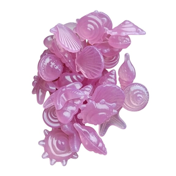 50 Pcs Luminous Glowing Shell Starfish Stones, Glow in The Dark Decorative Rocks for Aquarium Garden Walkway Table Centerpiece, Home Decorative Objects, Purple