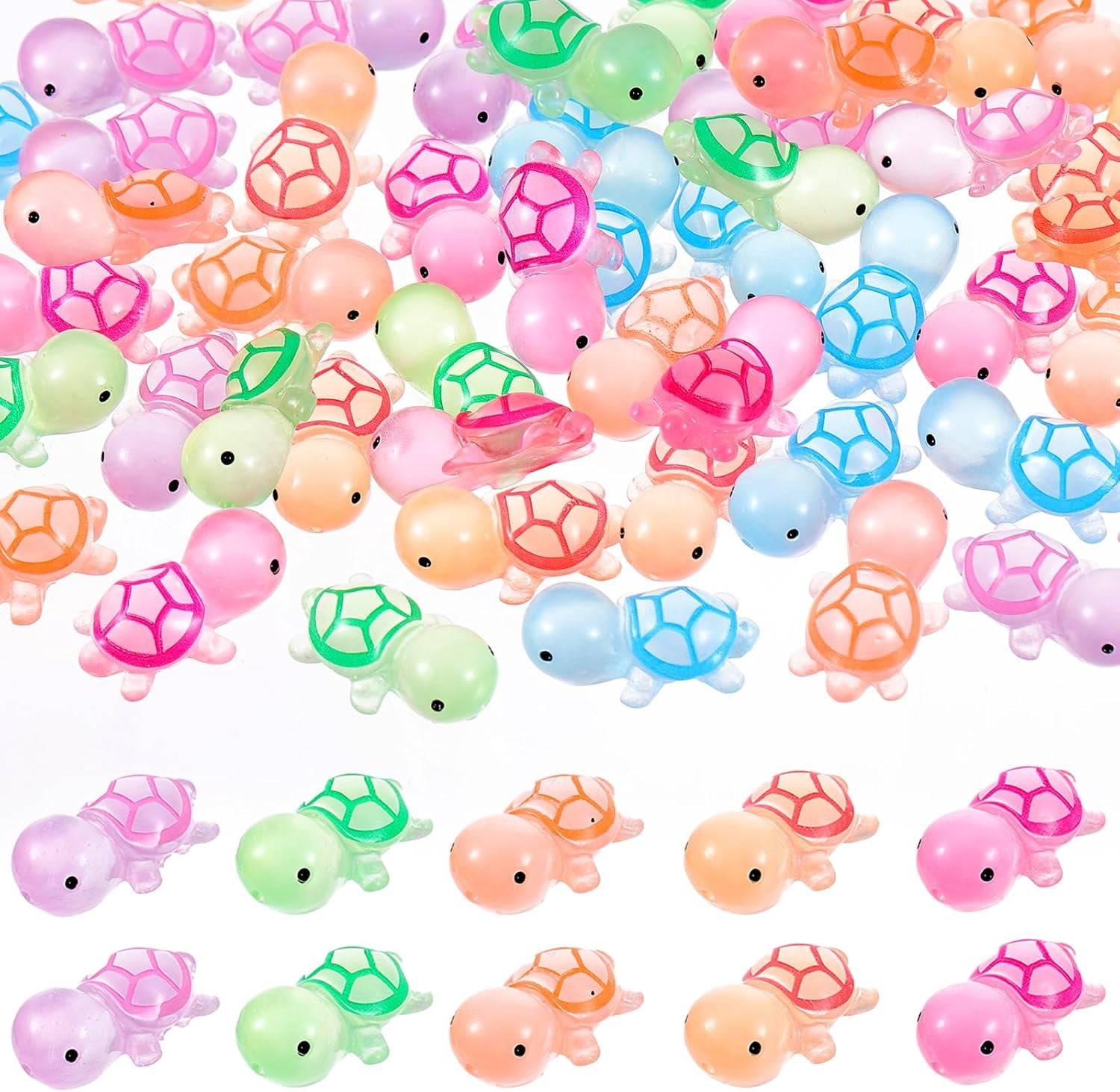 50 Pcs Luminous Mini Resin Turtles Sea Turtles Figurines Glow in The ...