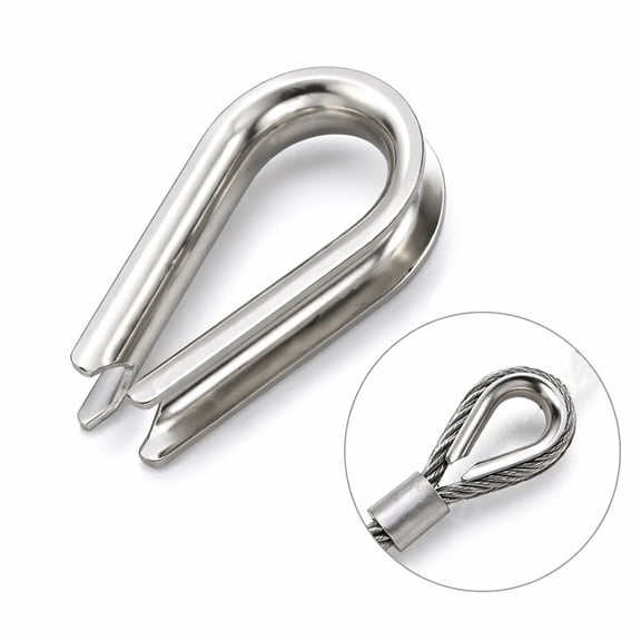 50 Pcs M5 Cable Thimble 304 Stainless Steel Thimble Stainless Steel Rope Thimble for 3/16 Inch Diameter Wire Rope/Cable Silver